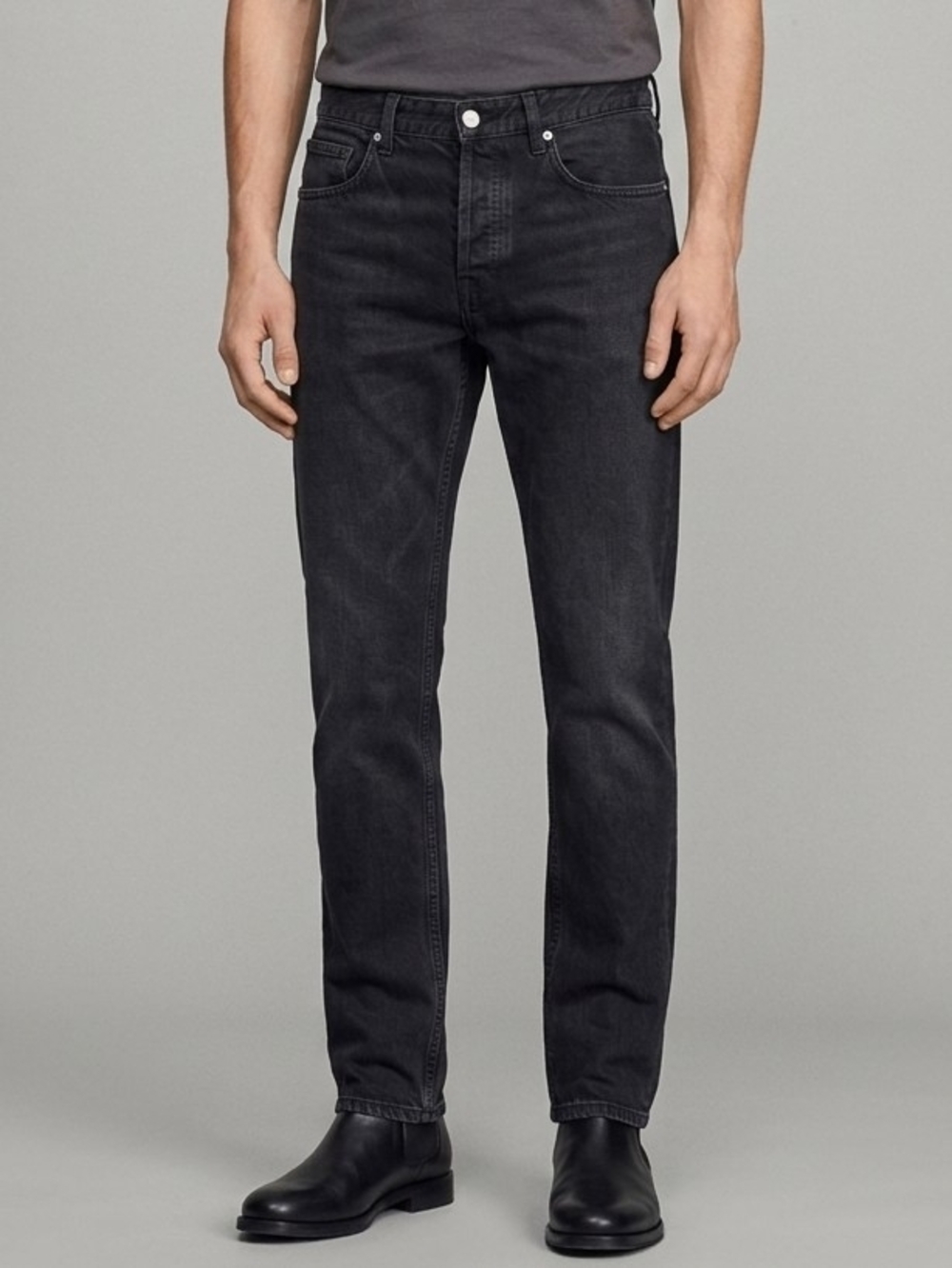 Sandro Men’s Droit Straight Fit Jeans Grey Black Denim Size 32